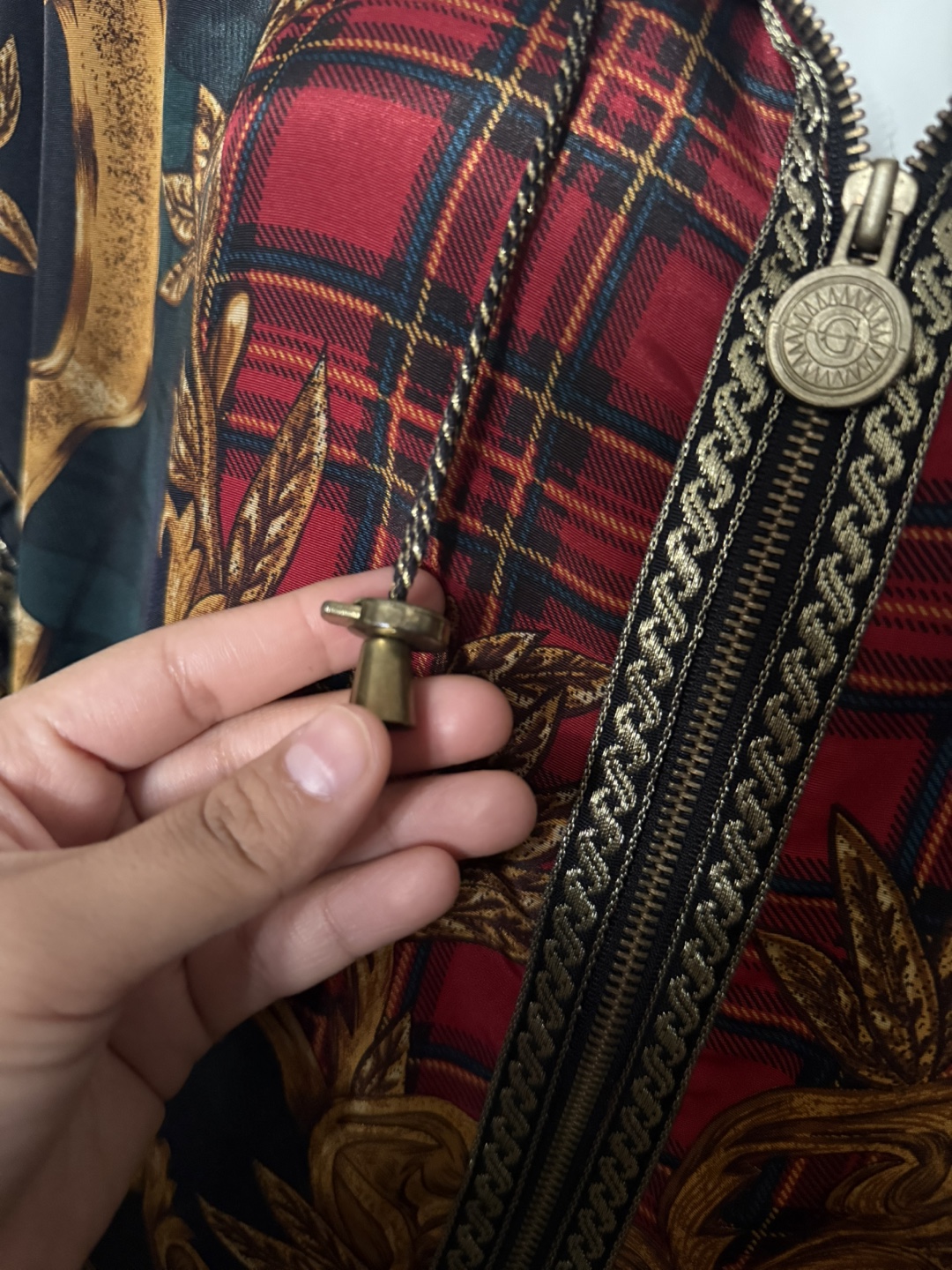 Vintage Plaid & Baroque Print Bomber Jacket - photo 3