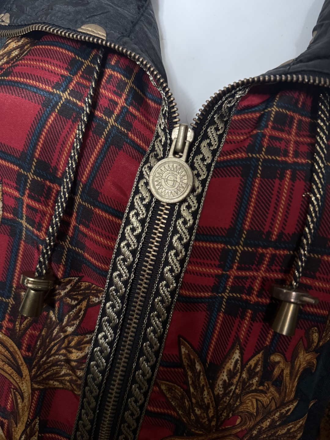 Vintage Plaid & Baroque Print Bomber Jacket - photo 2