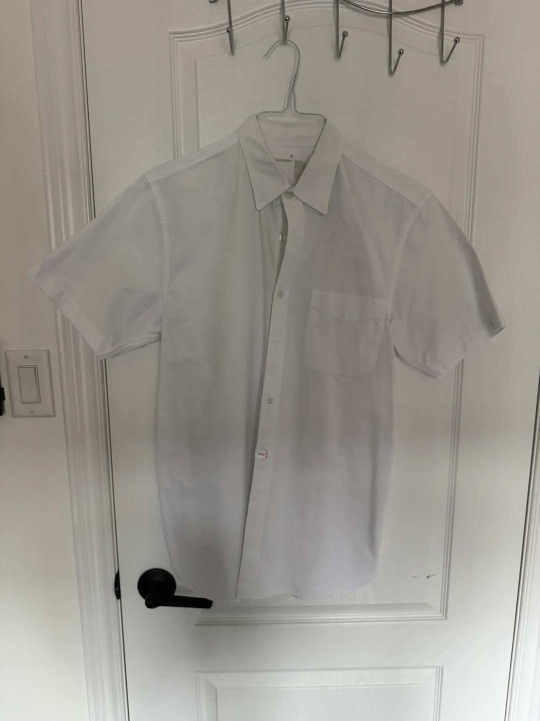 MUJI White Short Sleeve Button-Up Shirt thumbnail