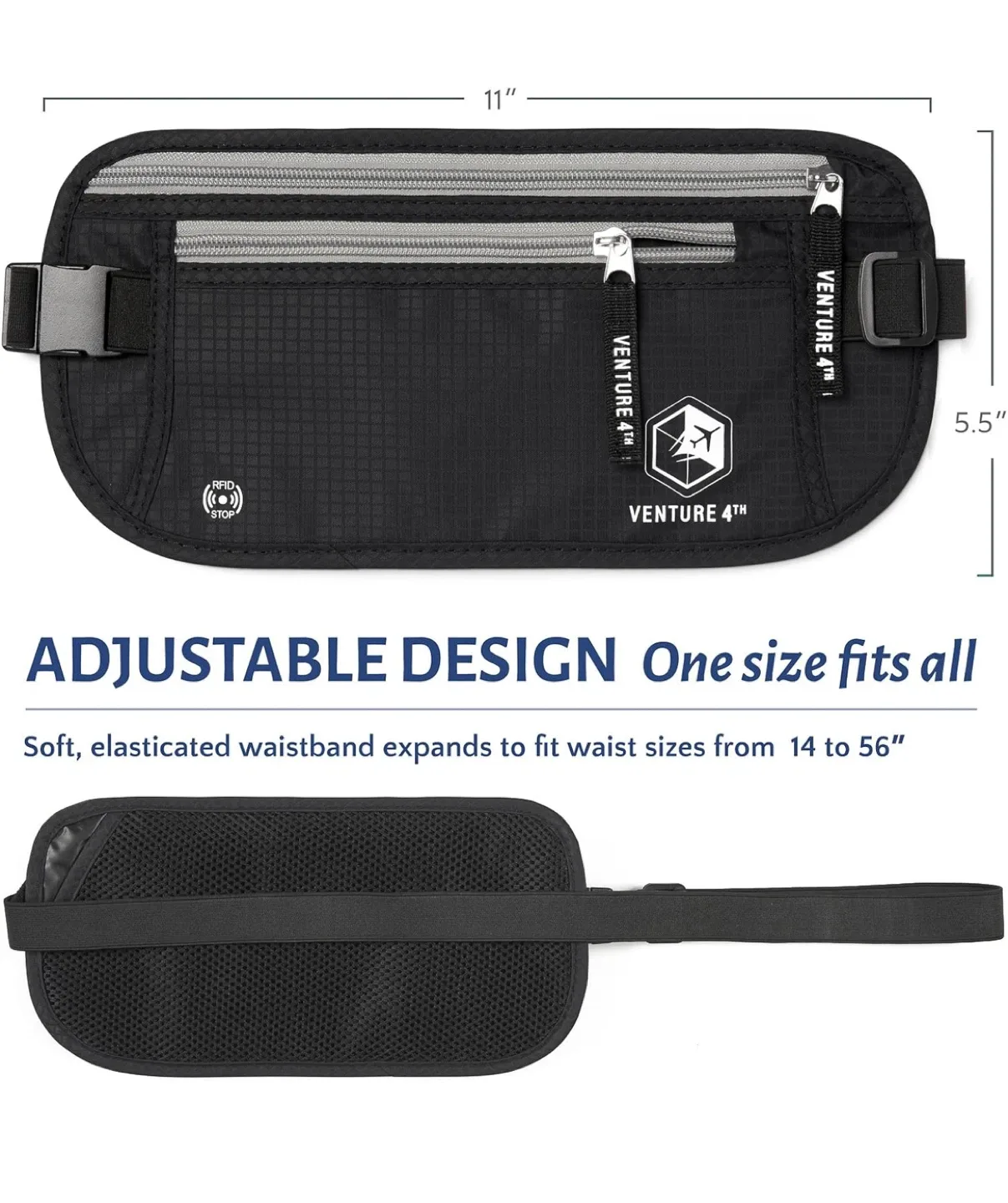 Venture 4th Black Travel Money Belt - New image indicator(2)