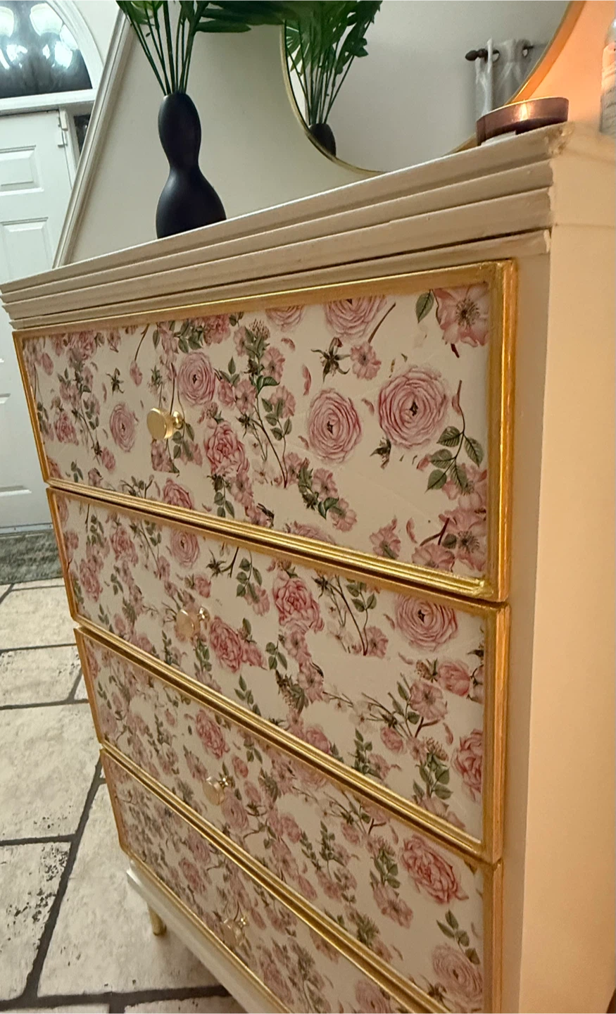 Painted Floral 4-Drawer Dresser - photo 2