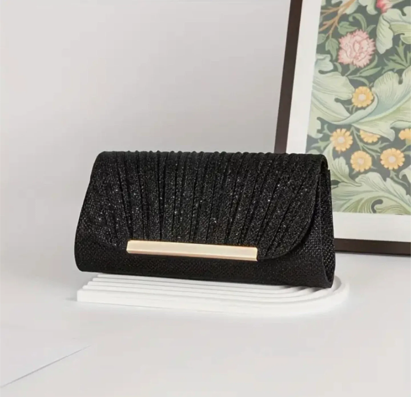 Black Evening Clutch with Chain thumbnail