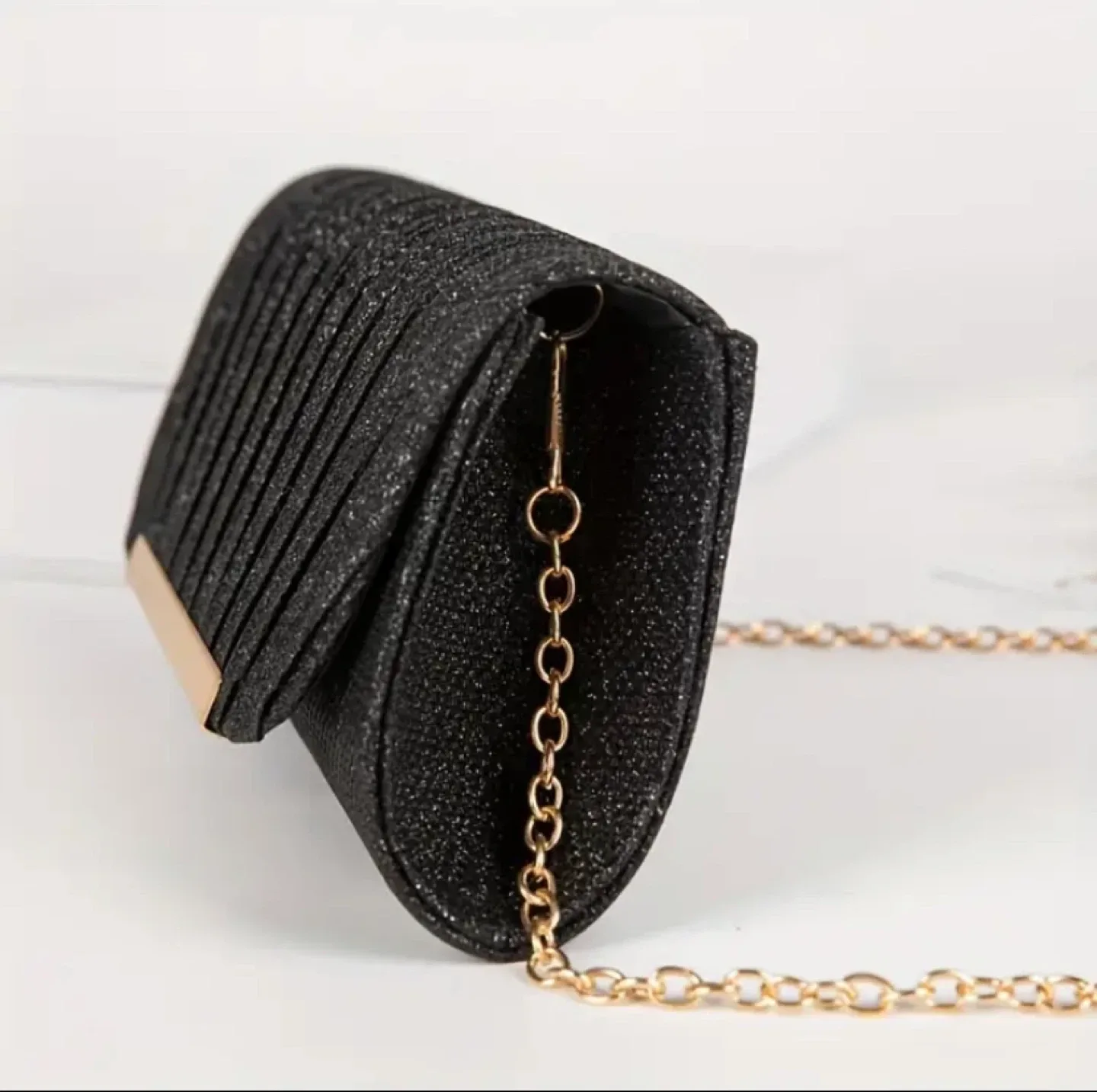 Black Evening Clutch with Chain image indicator(2)