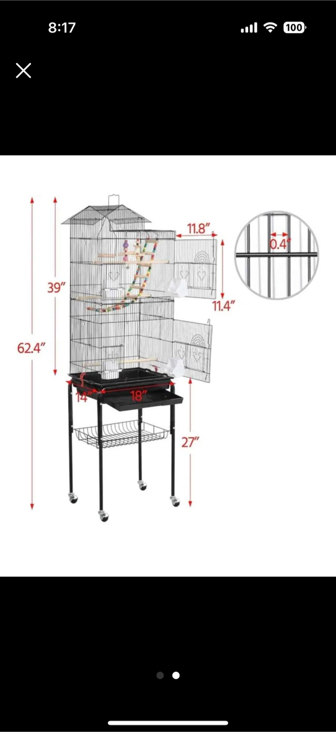 Black Bird Cage with Stand - photo 4