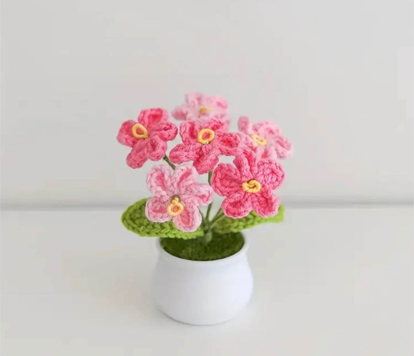 Handmade Crochet Pink Flower Pot thumbnail