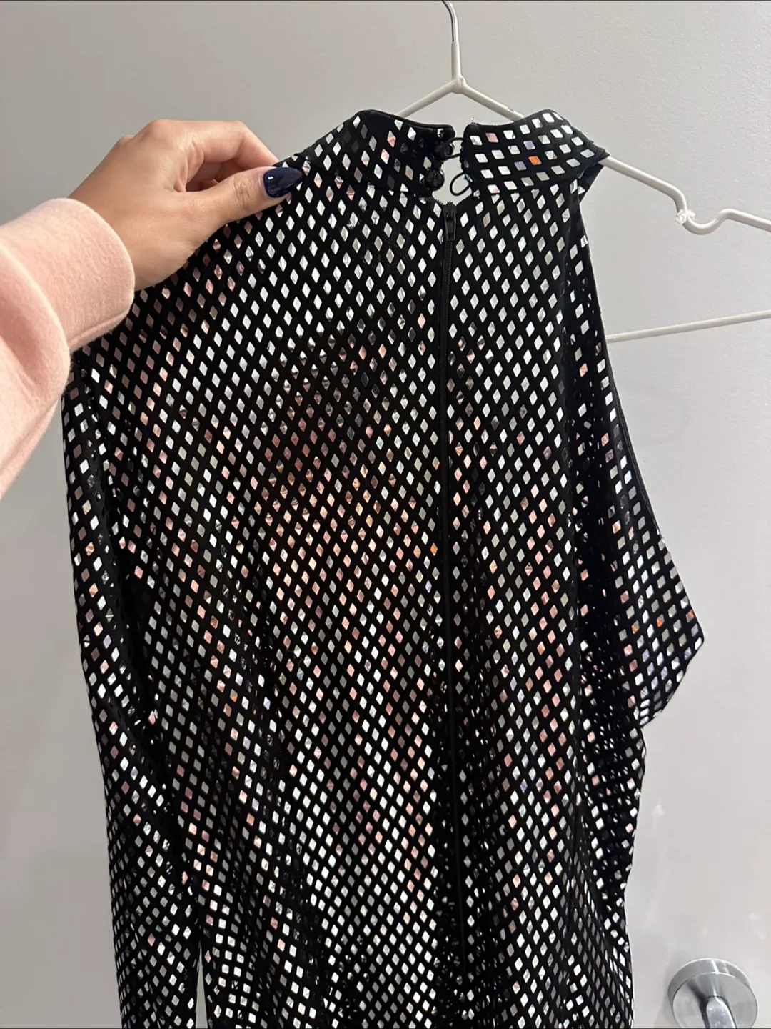 Black One-Sleeve Sequin Mini Dress image indicator(3)