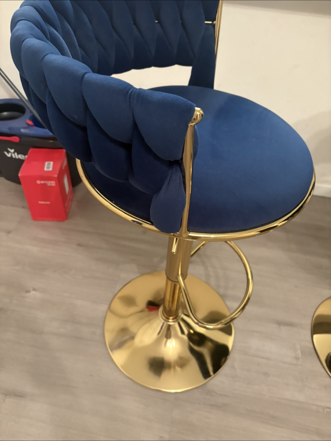 Blue Velvet & Gold Bar Stools (Set of 2) - photo 3