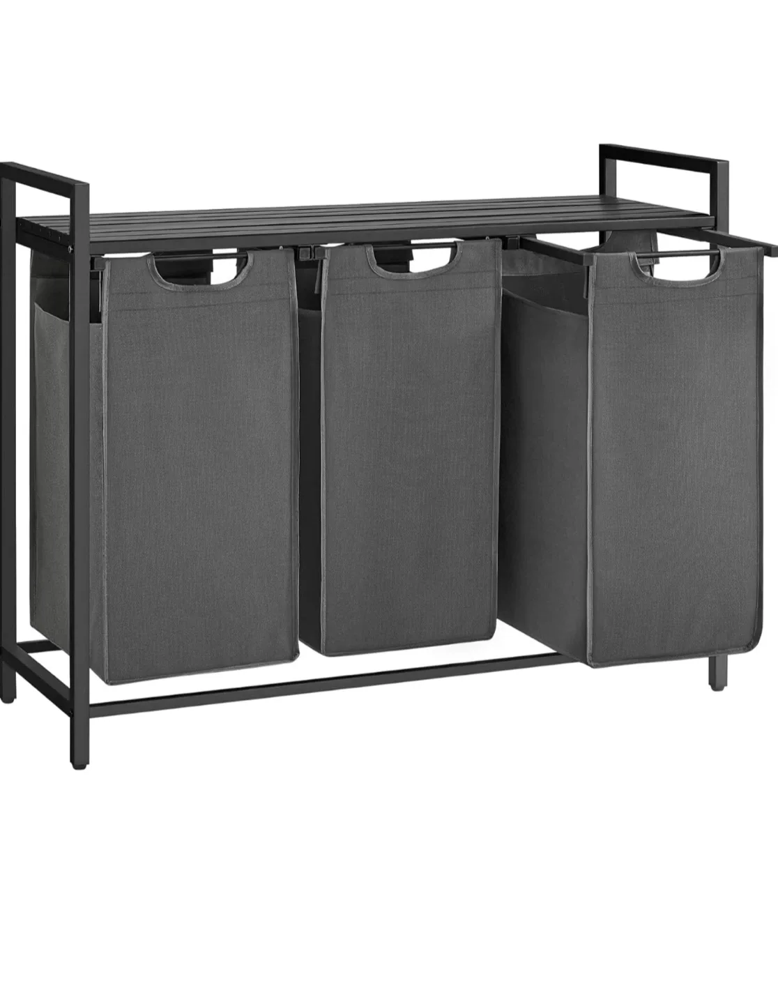 3-Bag Laundry Sorter hamper with top Shelf storage thumbnail