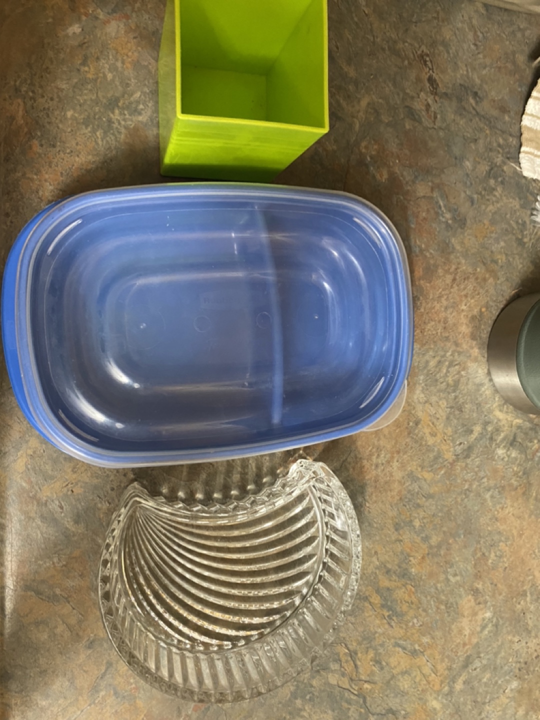 Mixed Kitchen Items: Container, Bowl, Pencil Holder