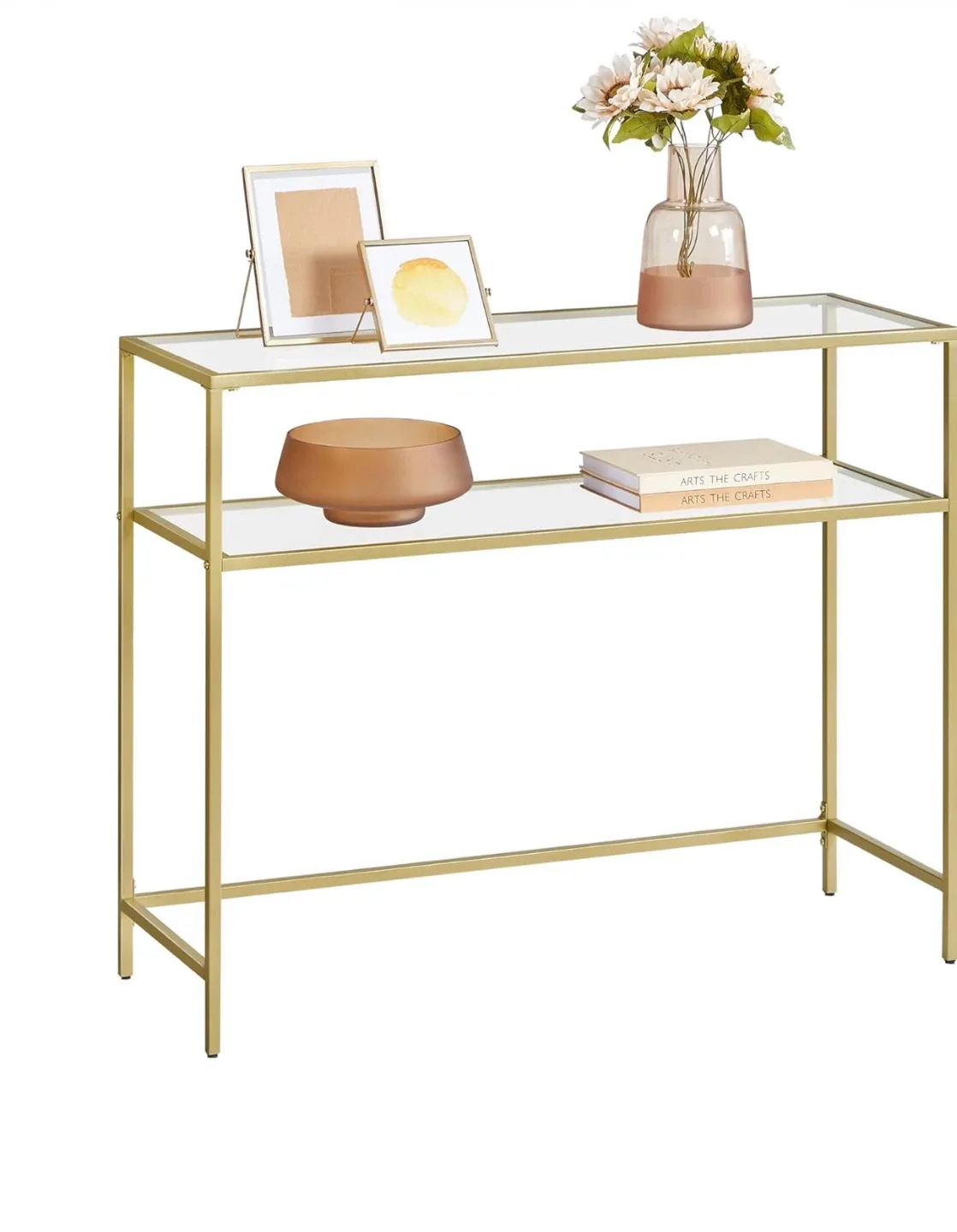 Gold Metal & Glass Console Table And Entryway/Computer table thumbnail