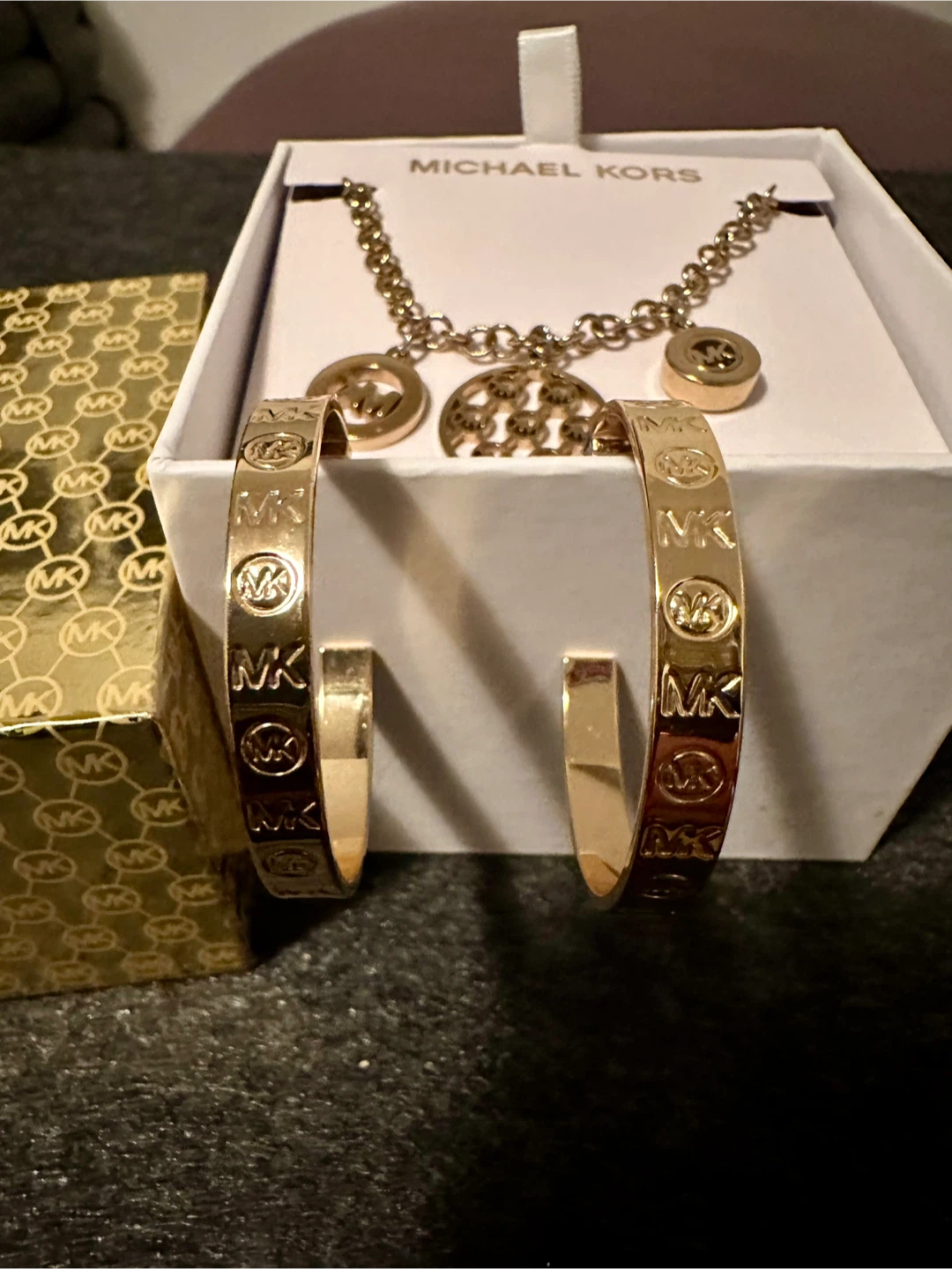 Michael Kors Gold Tone bracelet & Hoop Earrings Set - photo 3