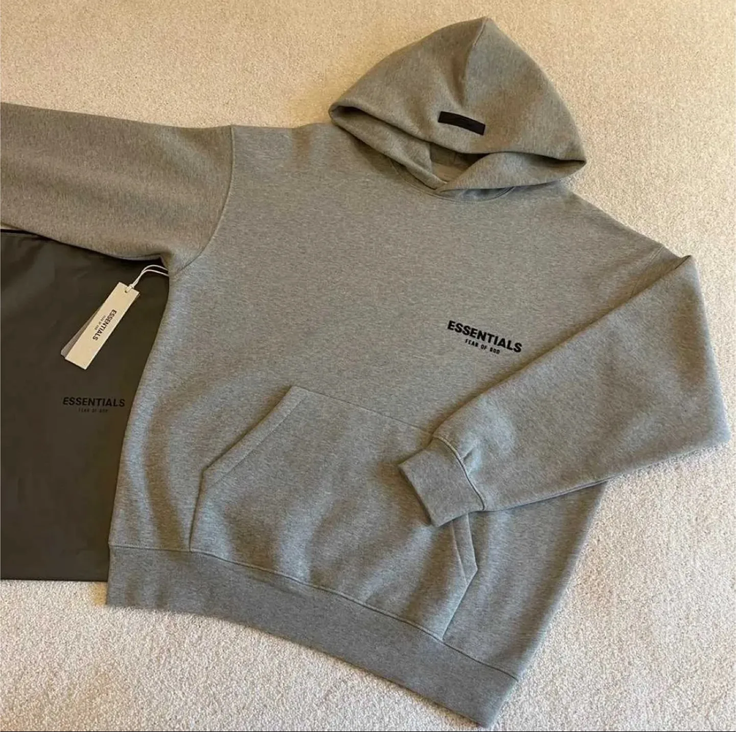 **Essentials Dark Oatmeal Hoodie**‼️ image indicator(2)