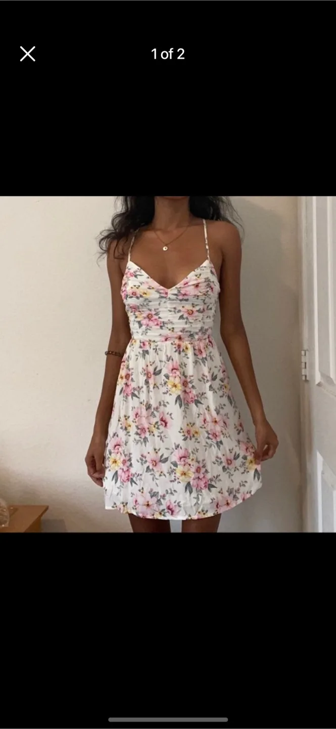 Dreamy White Floral print 🌸 cute dress New image indicator(2)