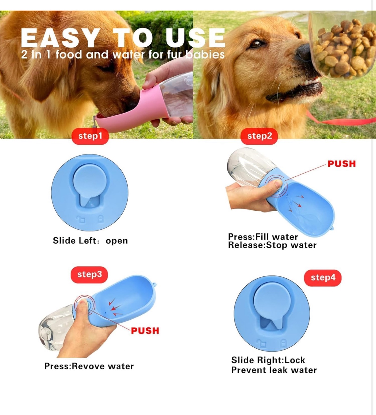 3-in-1 Portable Pet Water & Food Dispenser - photo 2