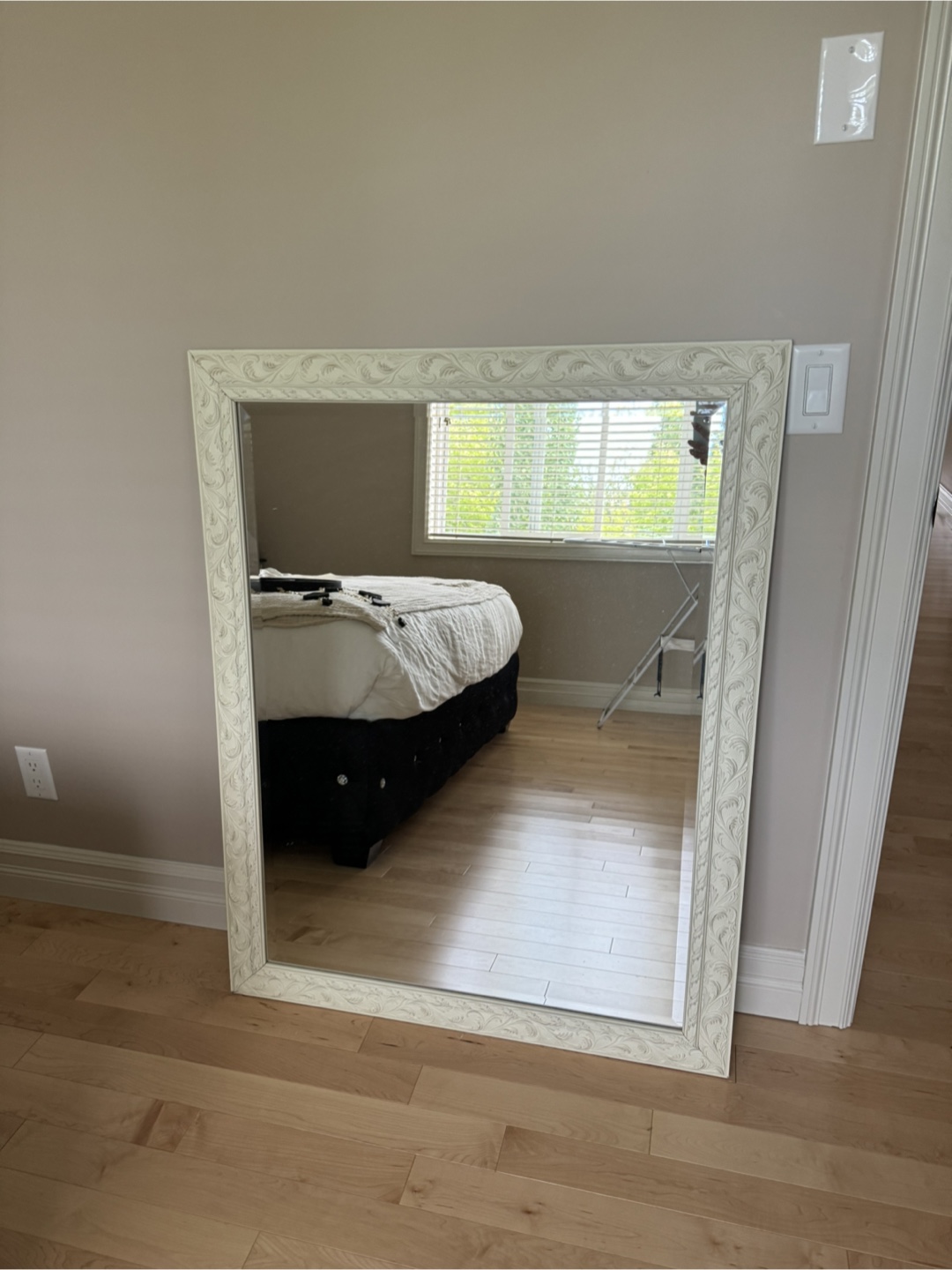 Large White Framed Mirror