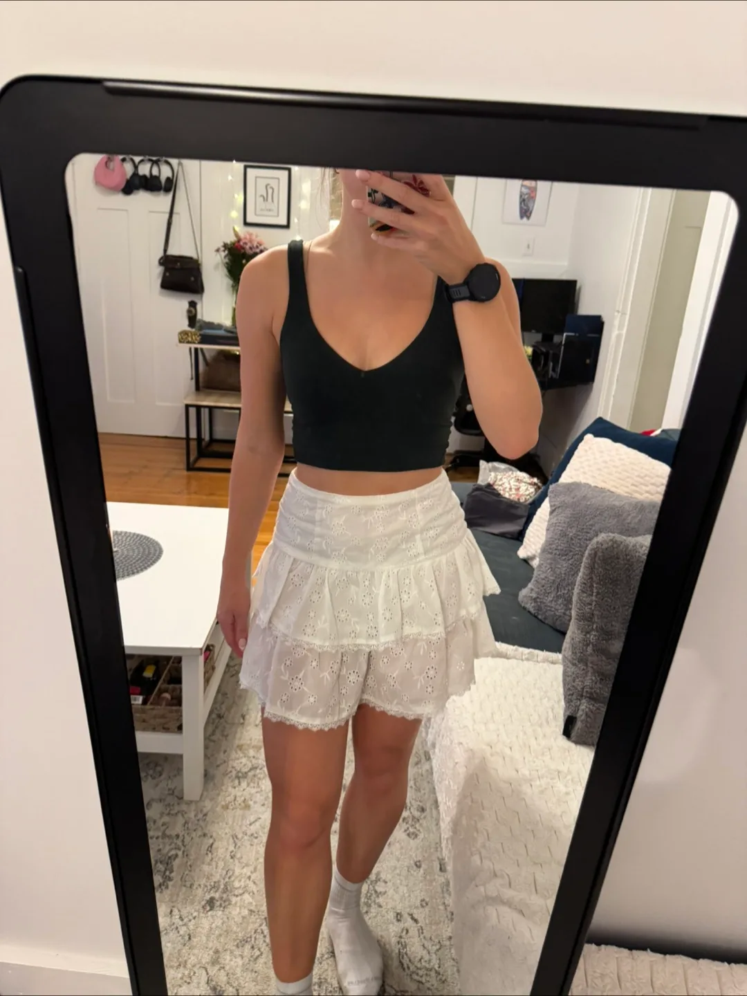 White Lace Mini Skirt - size small thumbnail