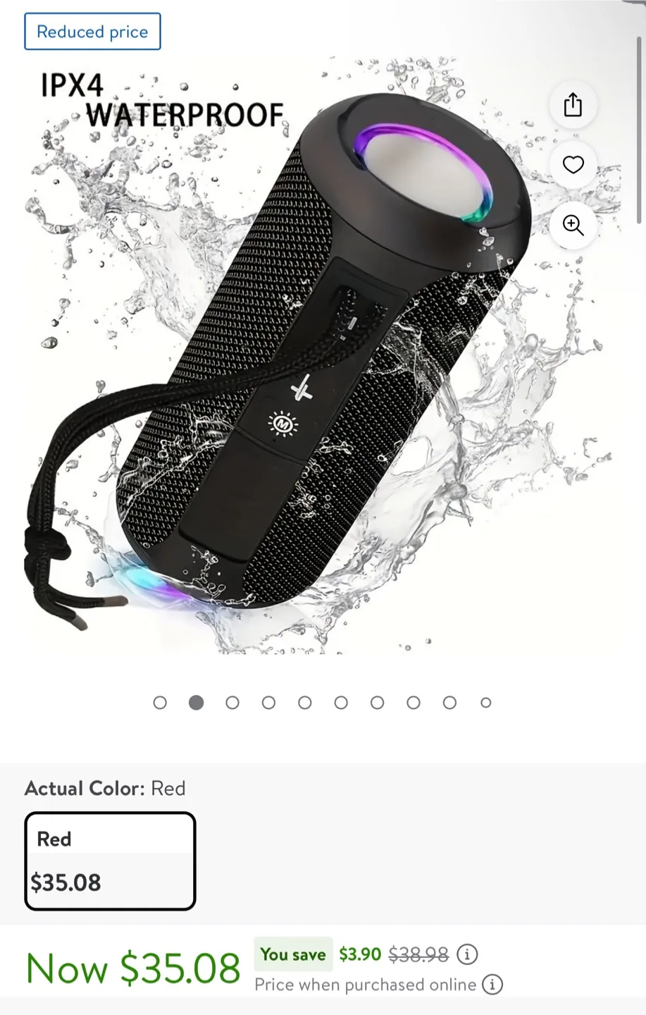 Black IPX4 Splashproof Wireless Speaker thumbnail