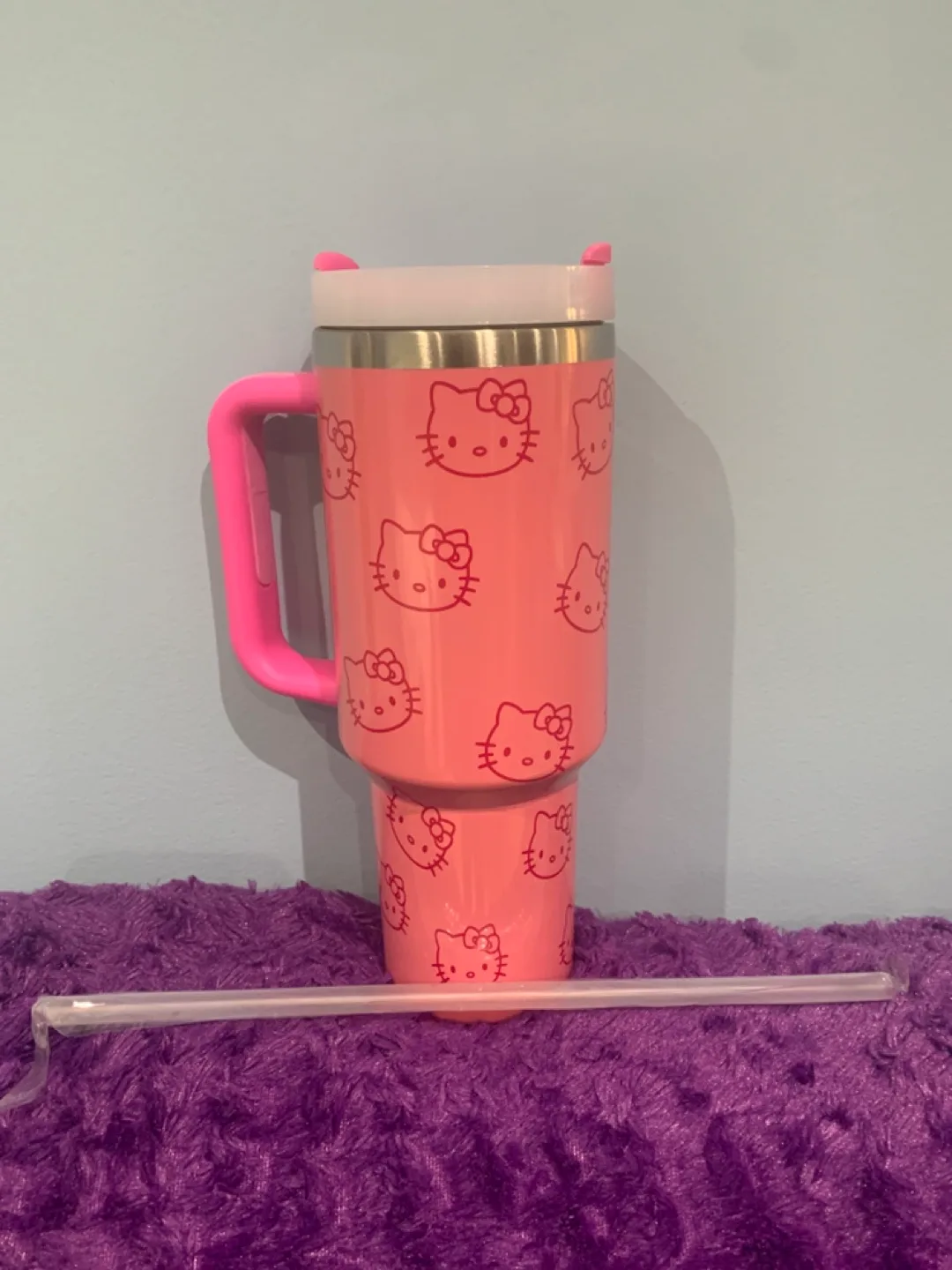 Hello Kitty Pink Stainless Steel Tumbler with Straw thumbnail