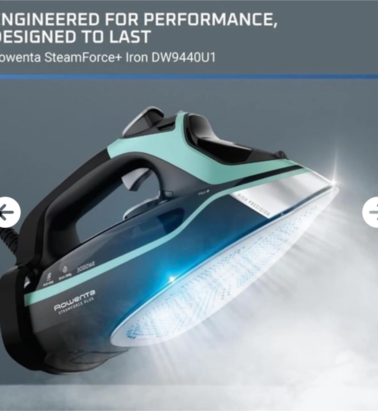 Open Box Rowenta SteamForce+ Iron DW9440U1 - Blue/Black image indicator(2)