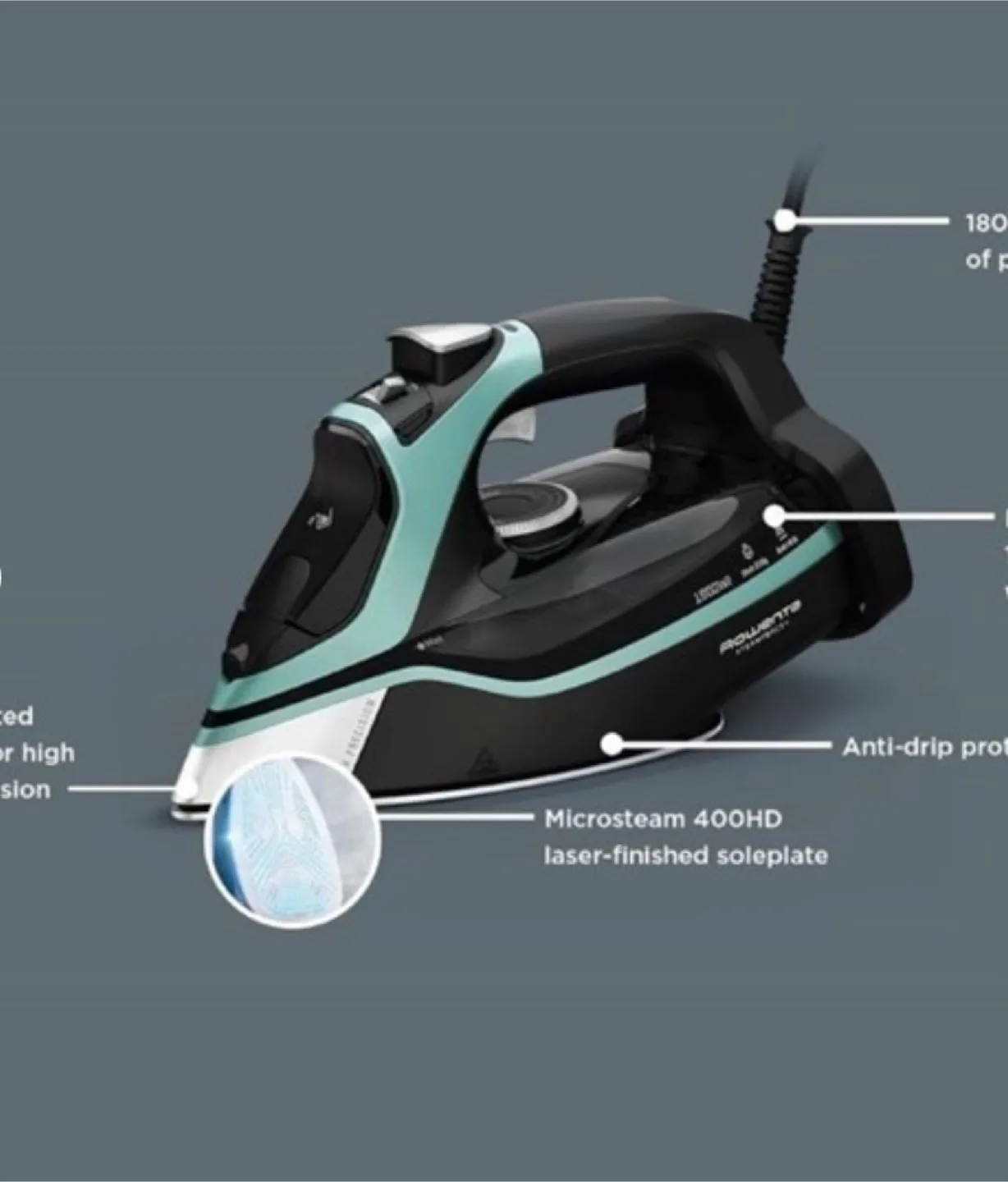 Open Box Rowenta SteamForce+ Iron DW9440U1 - Blue/Black image indicator(3)