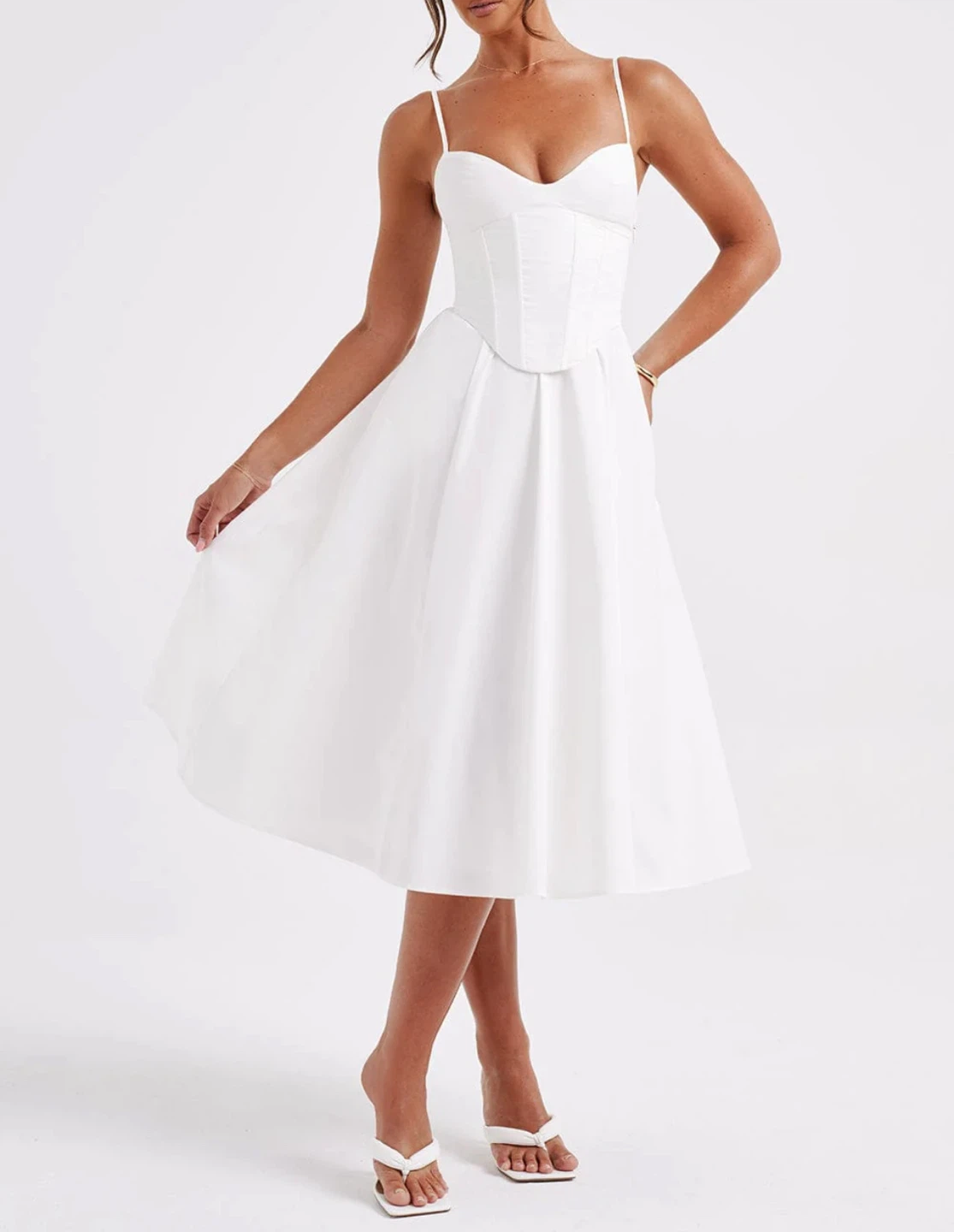 White Corset Midi Dress