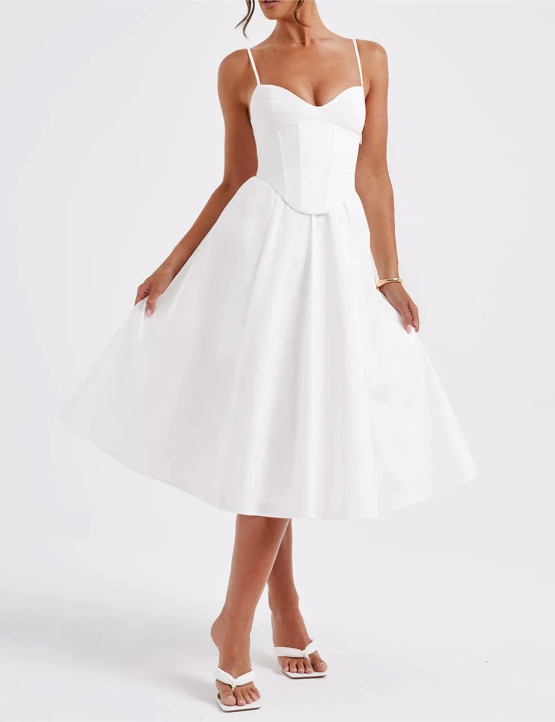 White Corset Midi Dress - photo 3