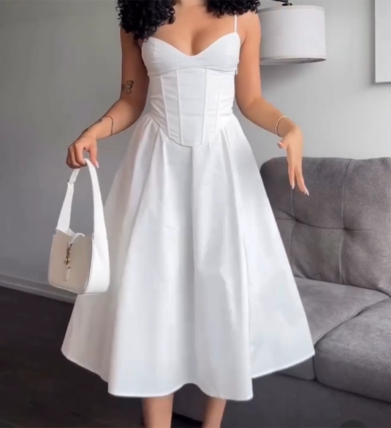 White Corset Midi Dress - photo 4