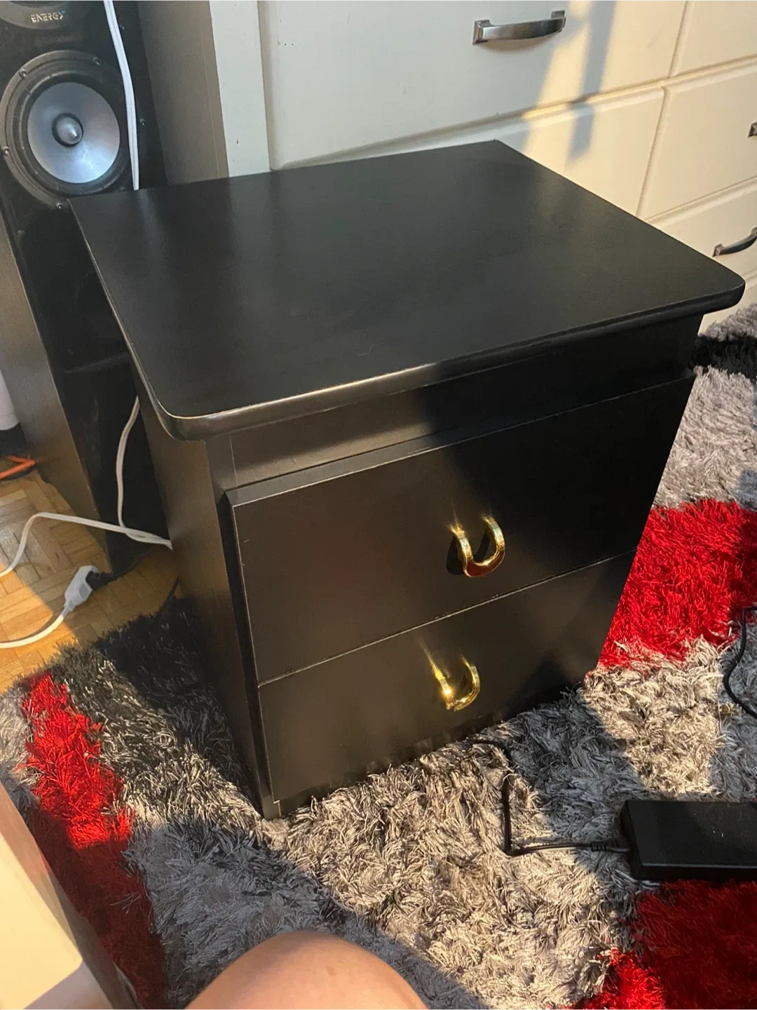 Black Nightstand with 2 Drawers thumbnail
