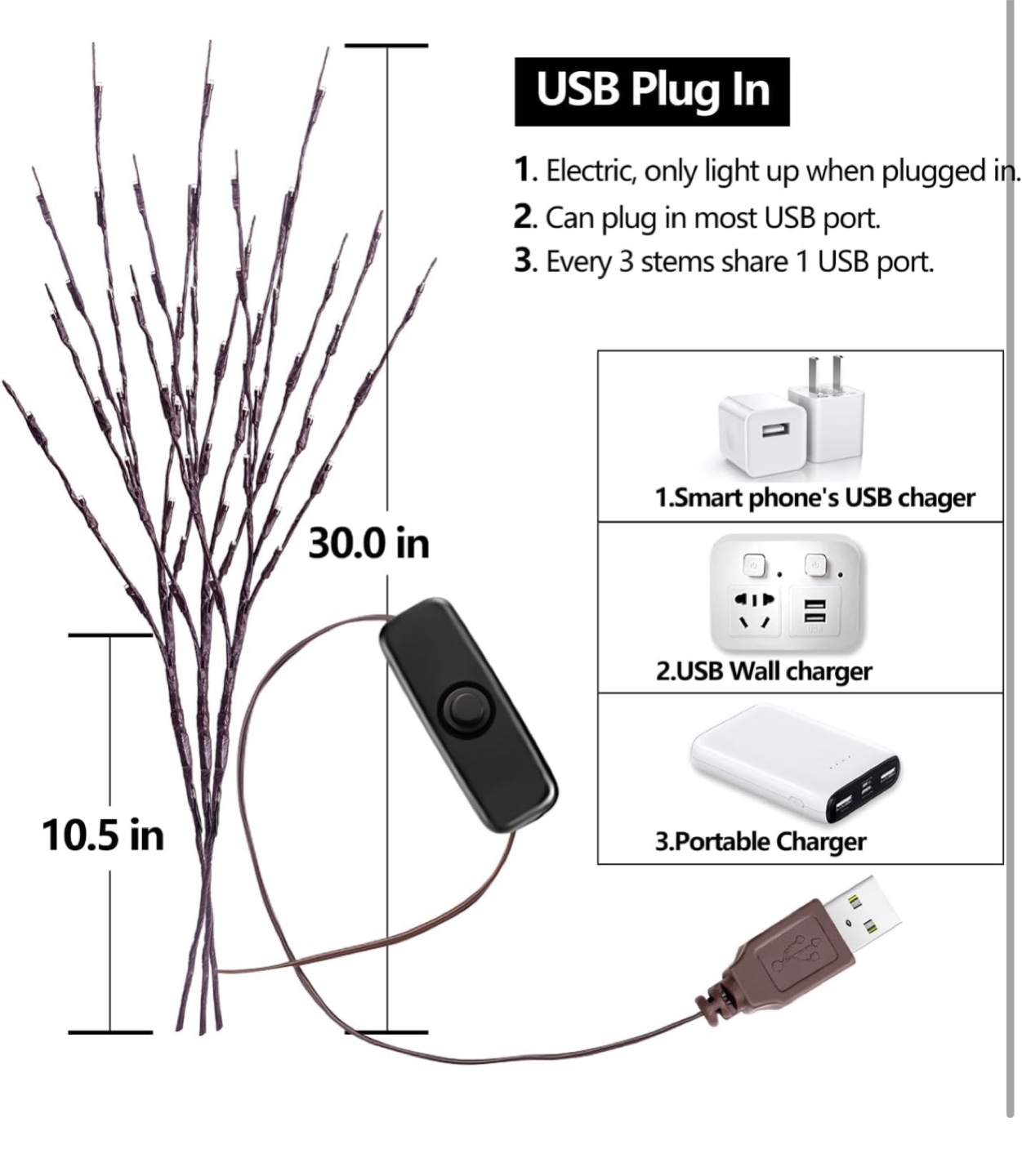 Willow Branch Lights - USB Plug In - photo 2