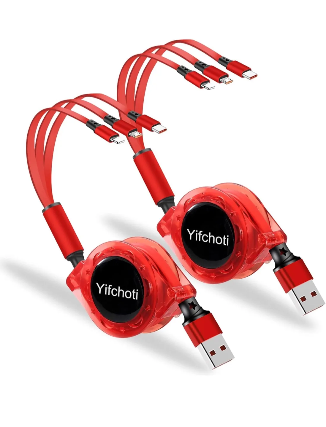 Yifchoti Retractable Multi Charging Cable, Red thumbnail