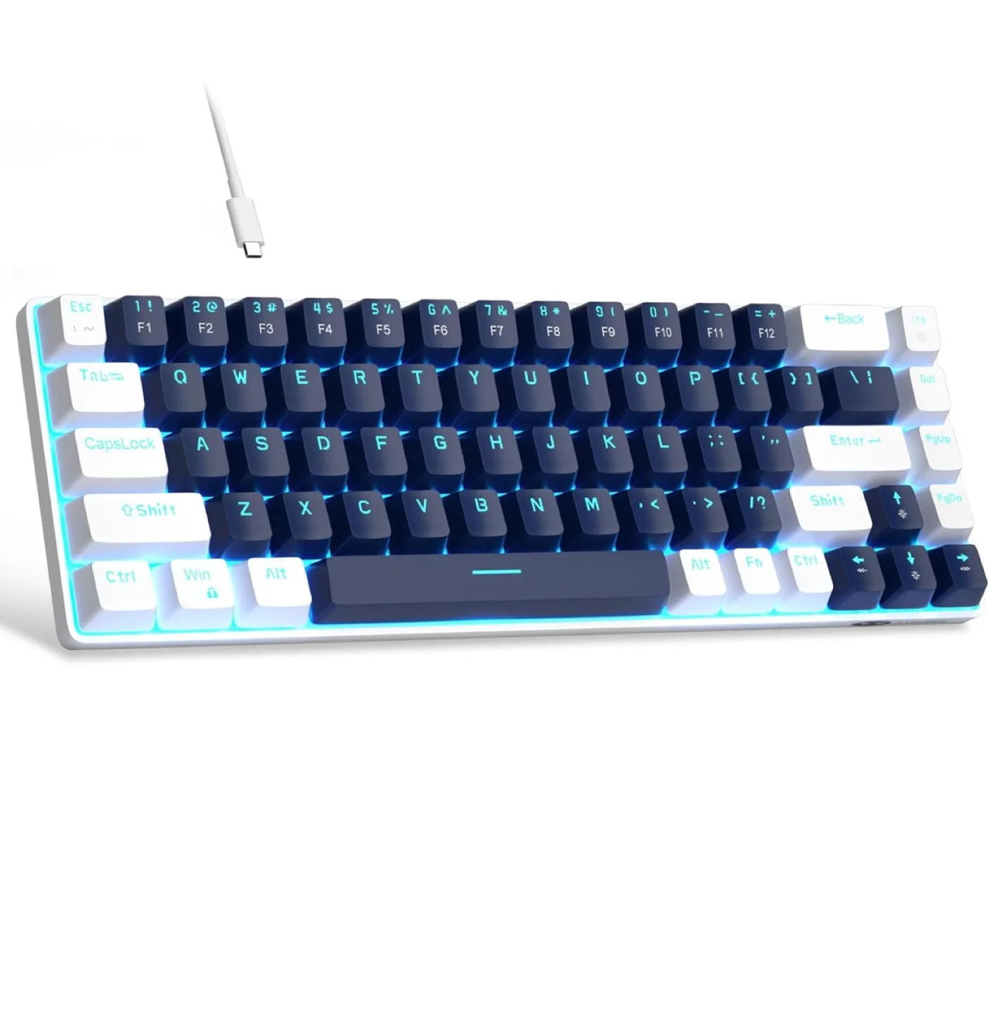 RK ROYAL KLUDGE RK61 Mechanical Keyboard - White/Blue thumbnail
