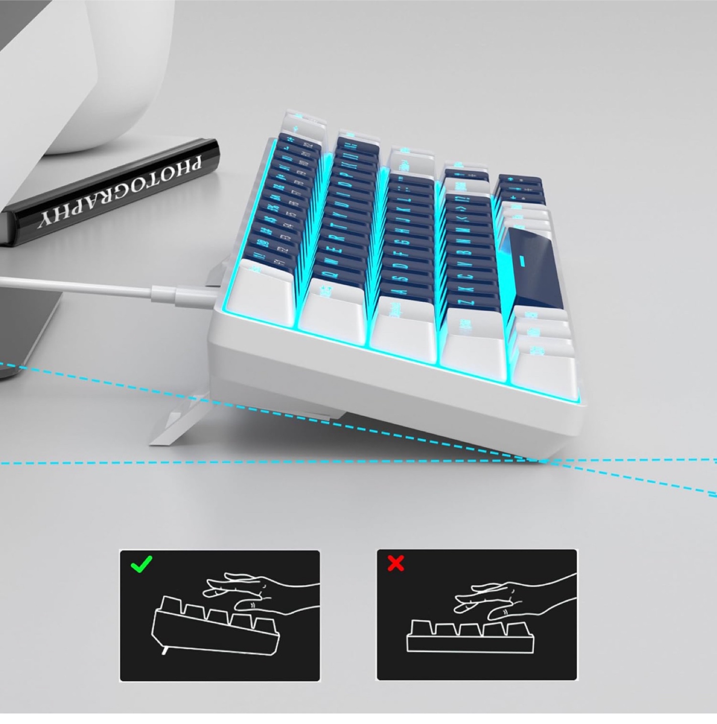 RK ROYAL KLUDGE RK61 Mechanical Keyboard - White/Blue - photo 2