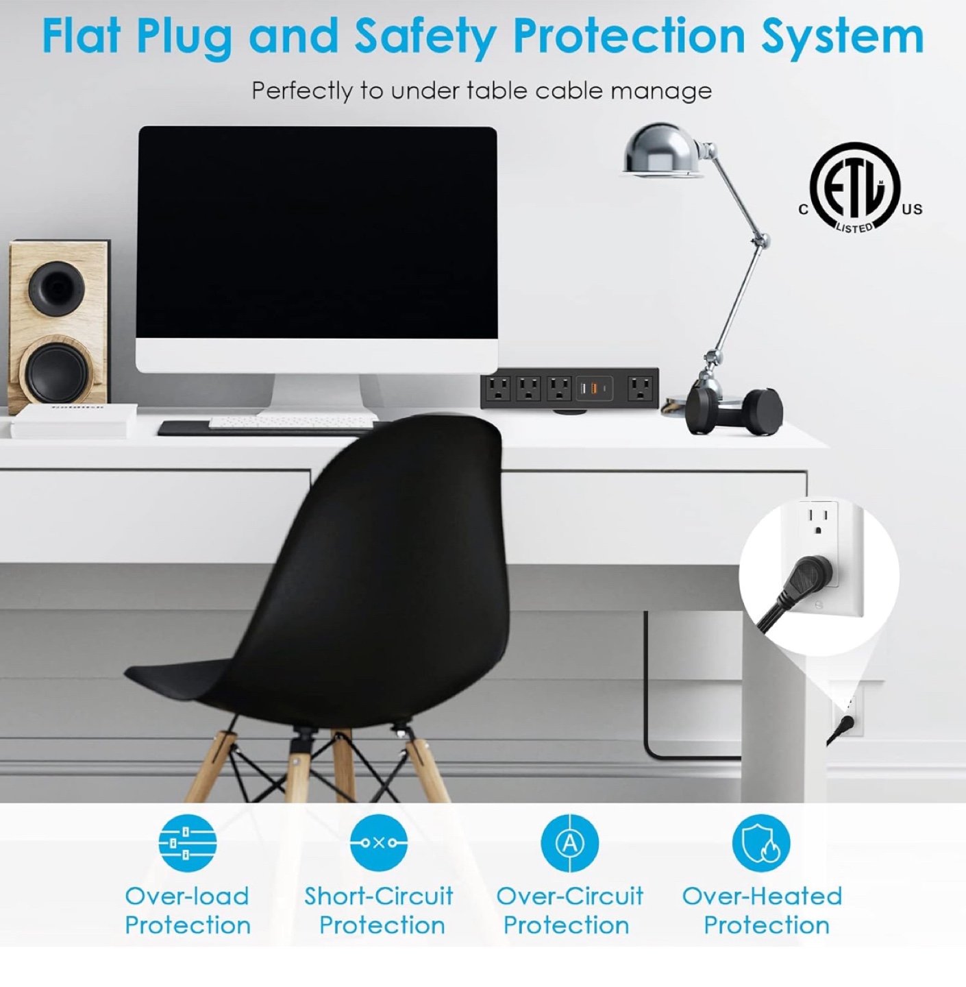 7-in-1 Fast Charging Desk Clamp Power Strip - photo 3