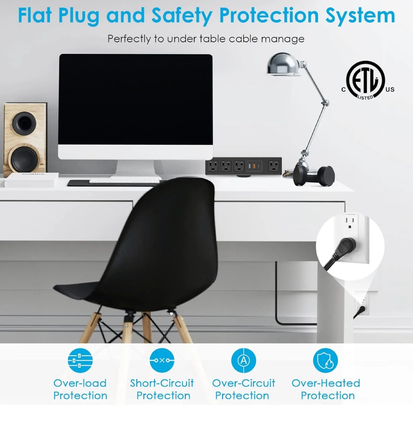 7-in-1 Fast Charging Desk Clamp Power Strip image indicator(3)