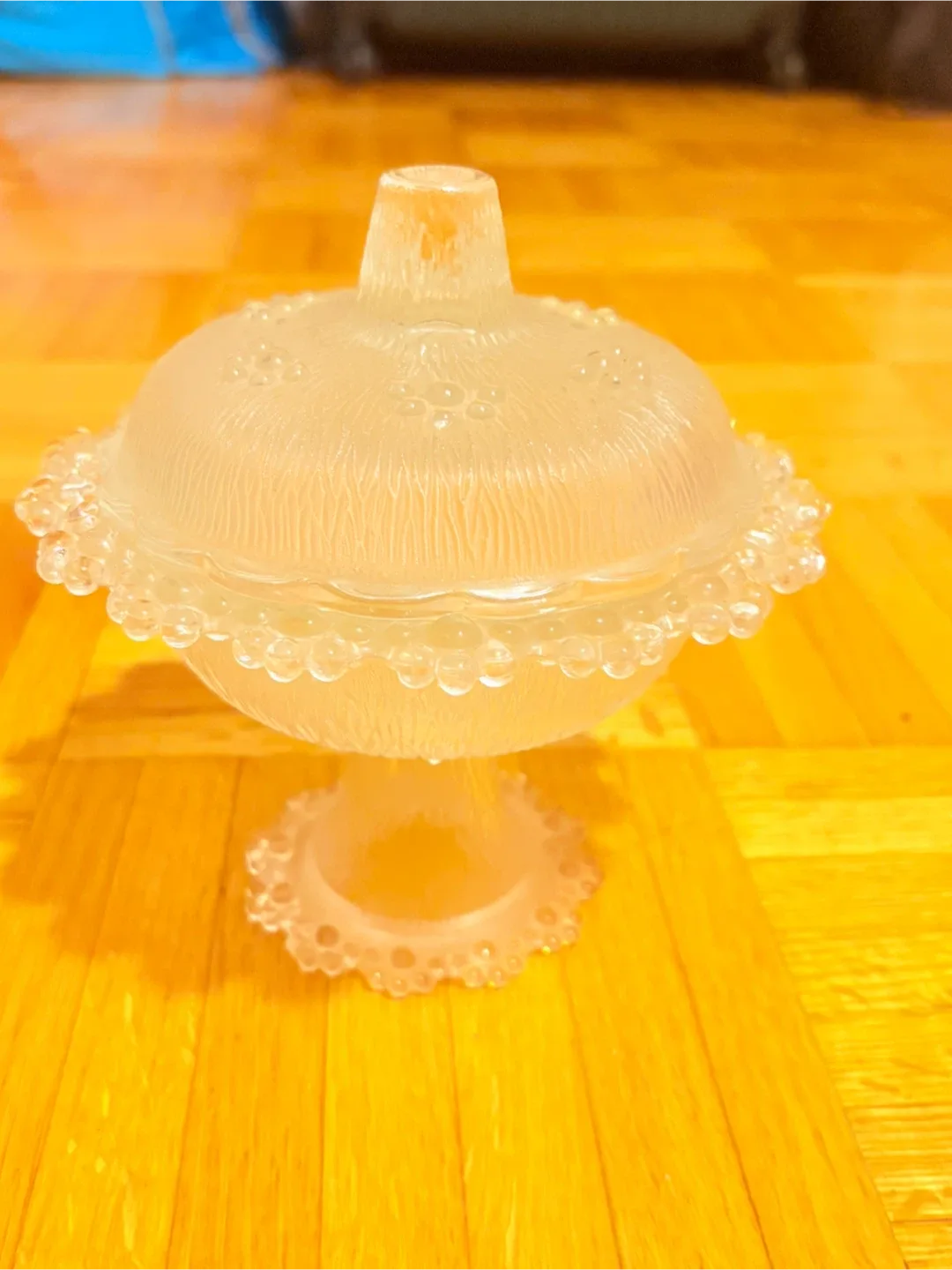 Clear Glass Pedestal Candy Dish with Lid