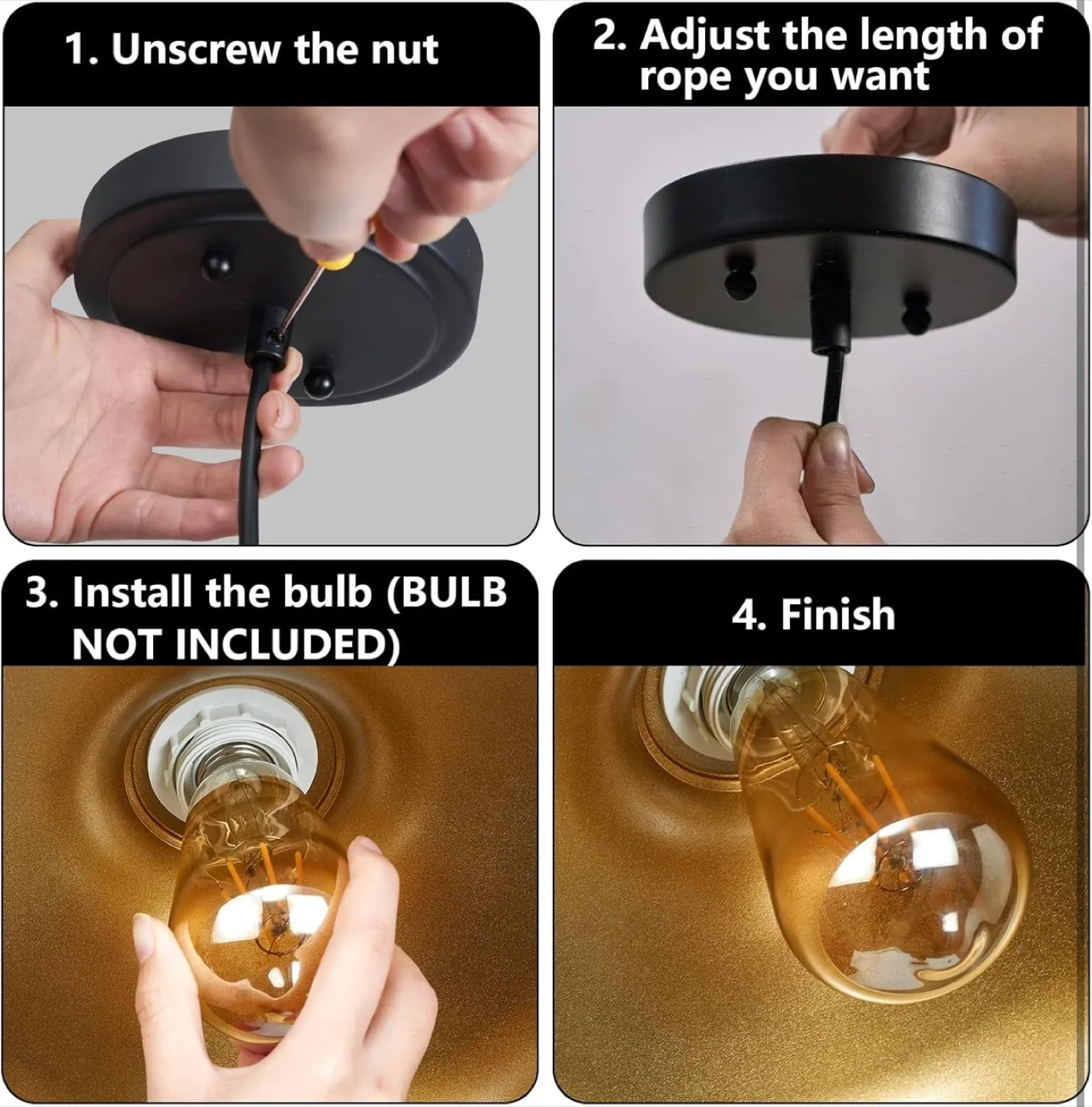 Matte Black & Gold Pendant Light image indicator(7)