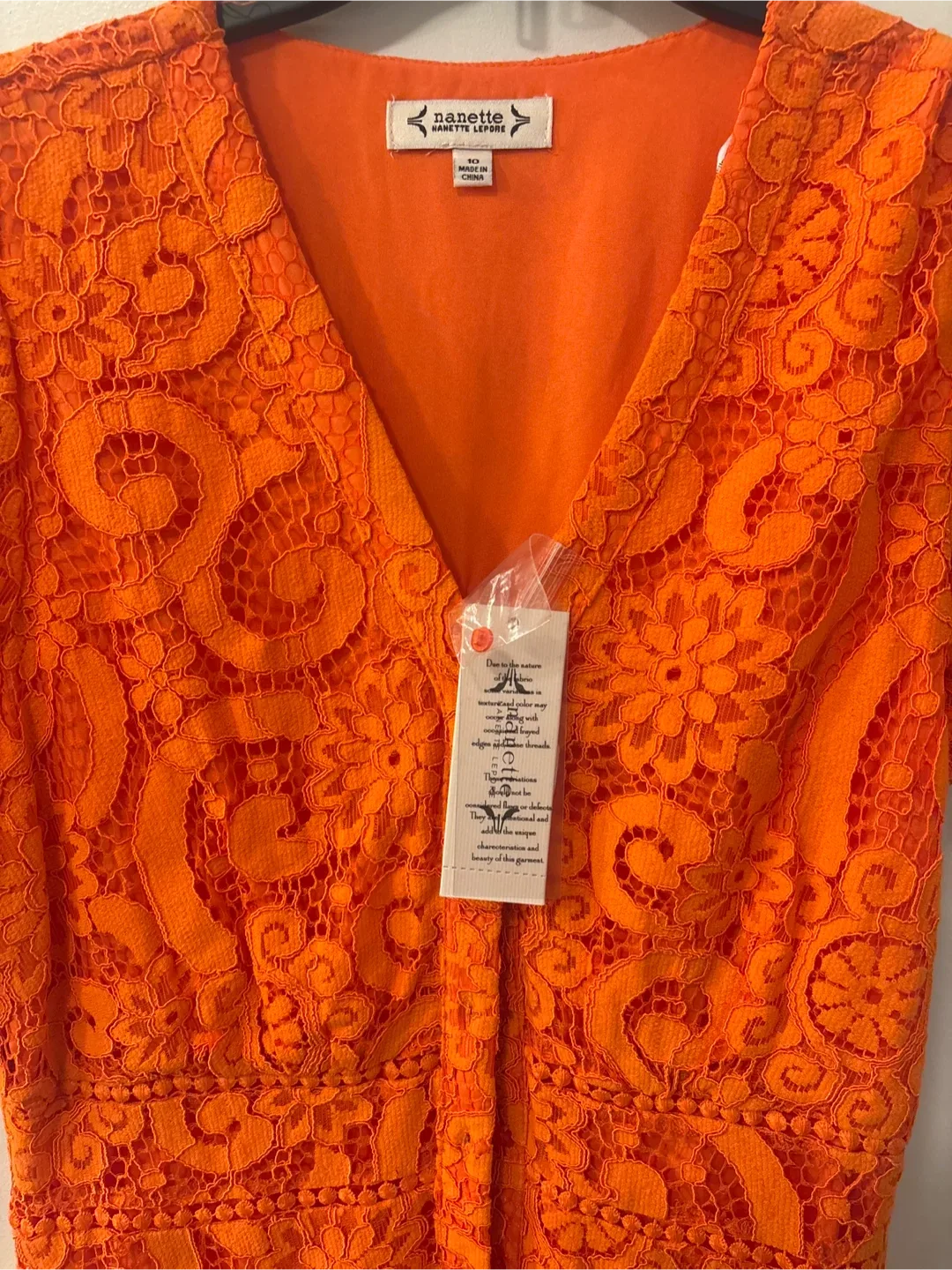 Nanette Lepore Orange Lace Dress - New With Tags Size 10 image indicator(2)