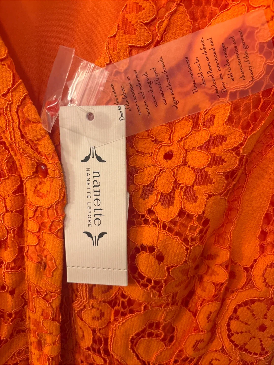 Nanette Lepore Orange Lace Dress - New With Tags Size 10 image indicator(4)
