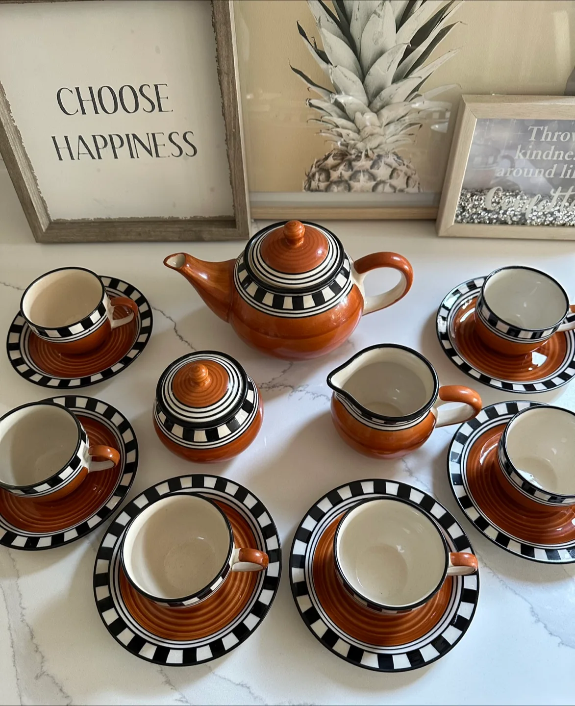 Ceramic Tea Set - Teapot, Cups, Creamer & Sugar image indicator(3)