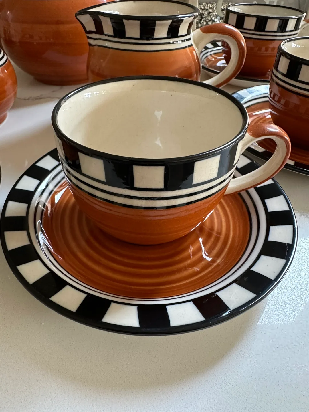 Ceramic Tea Set - Teapot, Cups, Creamer & Sugar image indicator(4)