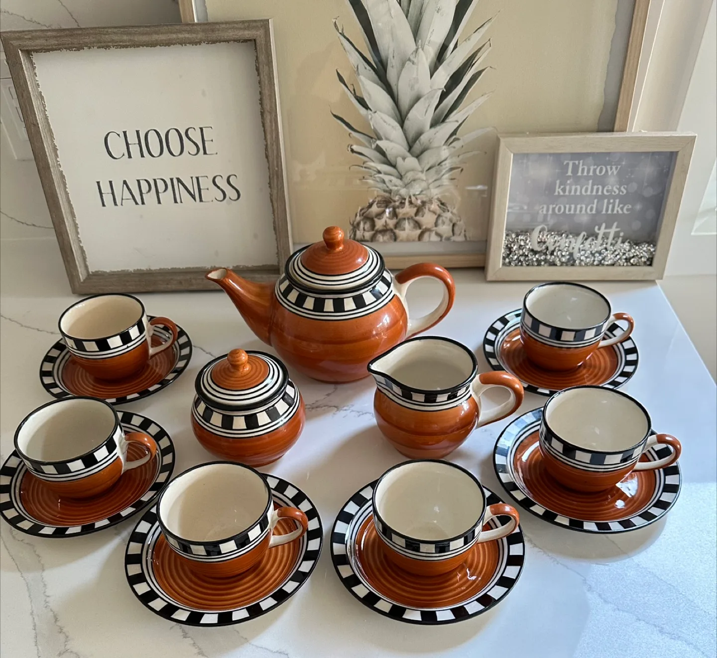 Ceramic Tea Set - Teapot, Cups, Creamer & Sugar image indicator(2)