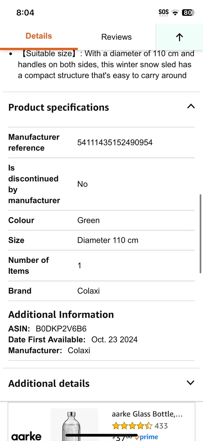 Colaxi Inflatable Snow Tube - Green, 110cm image indicator(3)