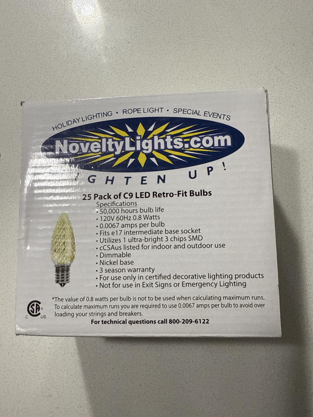 Novelty Lights C9 LED Retro-Fit Bulbs - 25 Pack