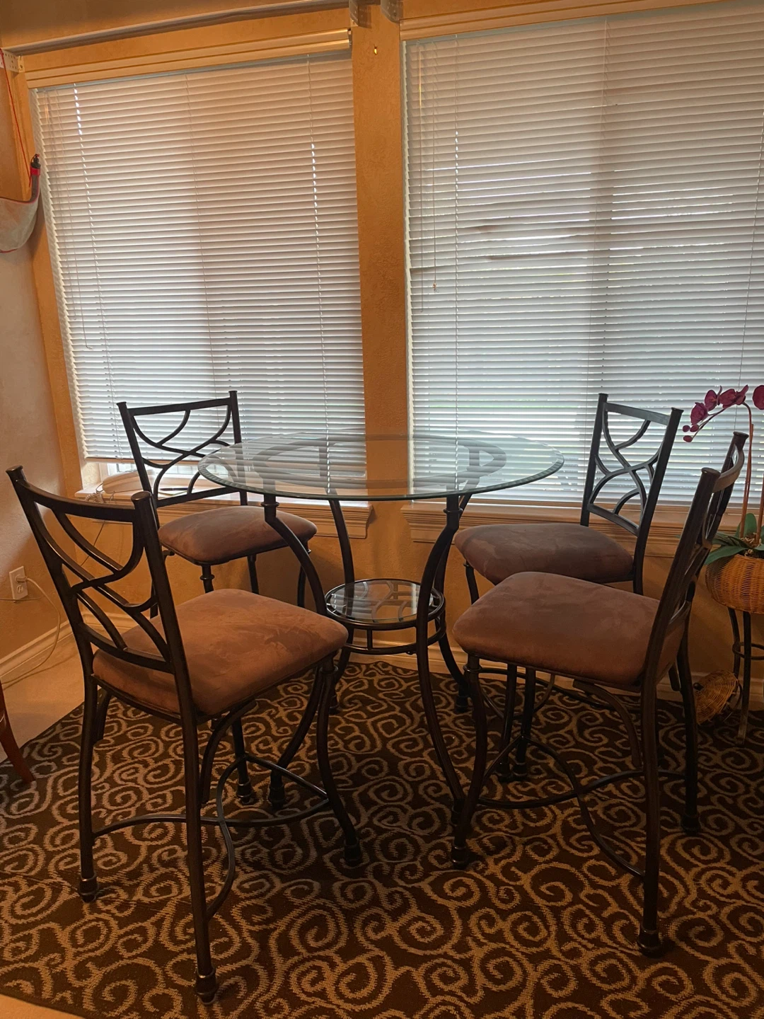 Glass Top Dining Table with 4 Chairs