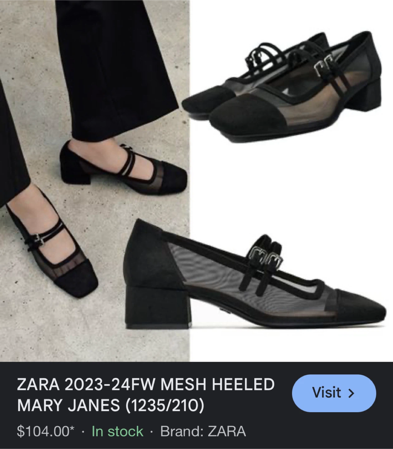 Zara Mesh Heeled Mary Janes - Size 35 - photo 4