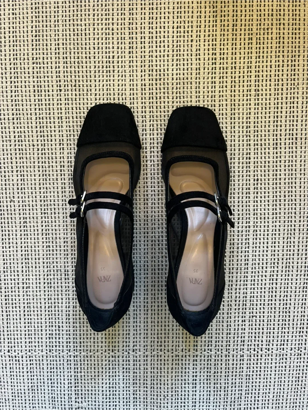 Zara Mesh Heeled Mary Janes - Size 35