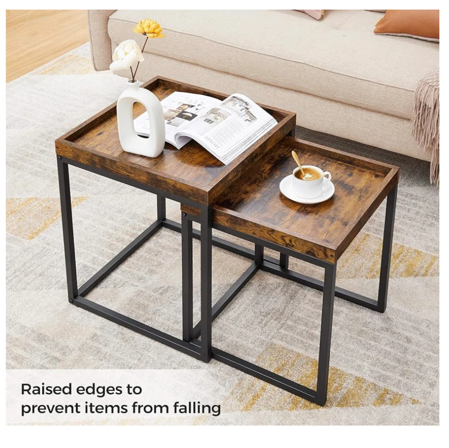 Nesting End Tables, Brown Wood Grain - photo 5