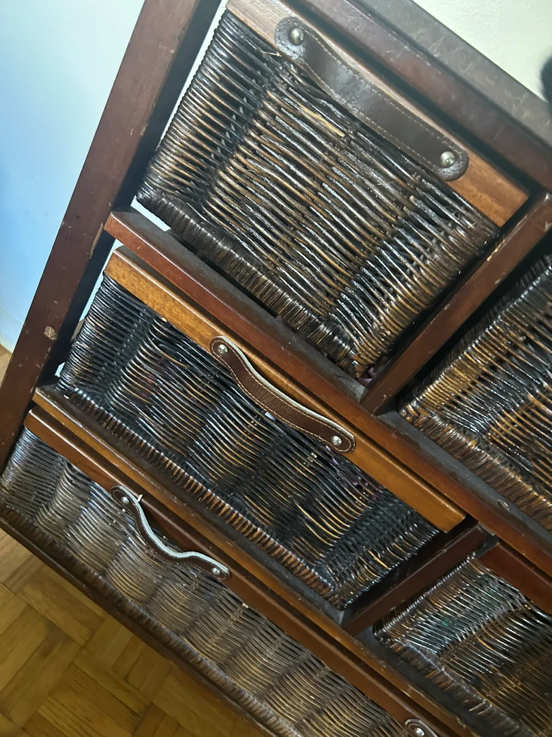 Wooden Cabinet with Wicker Baskets MUST GO image indicator(2)