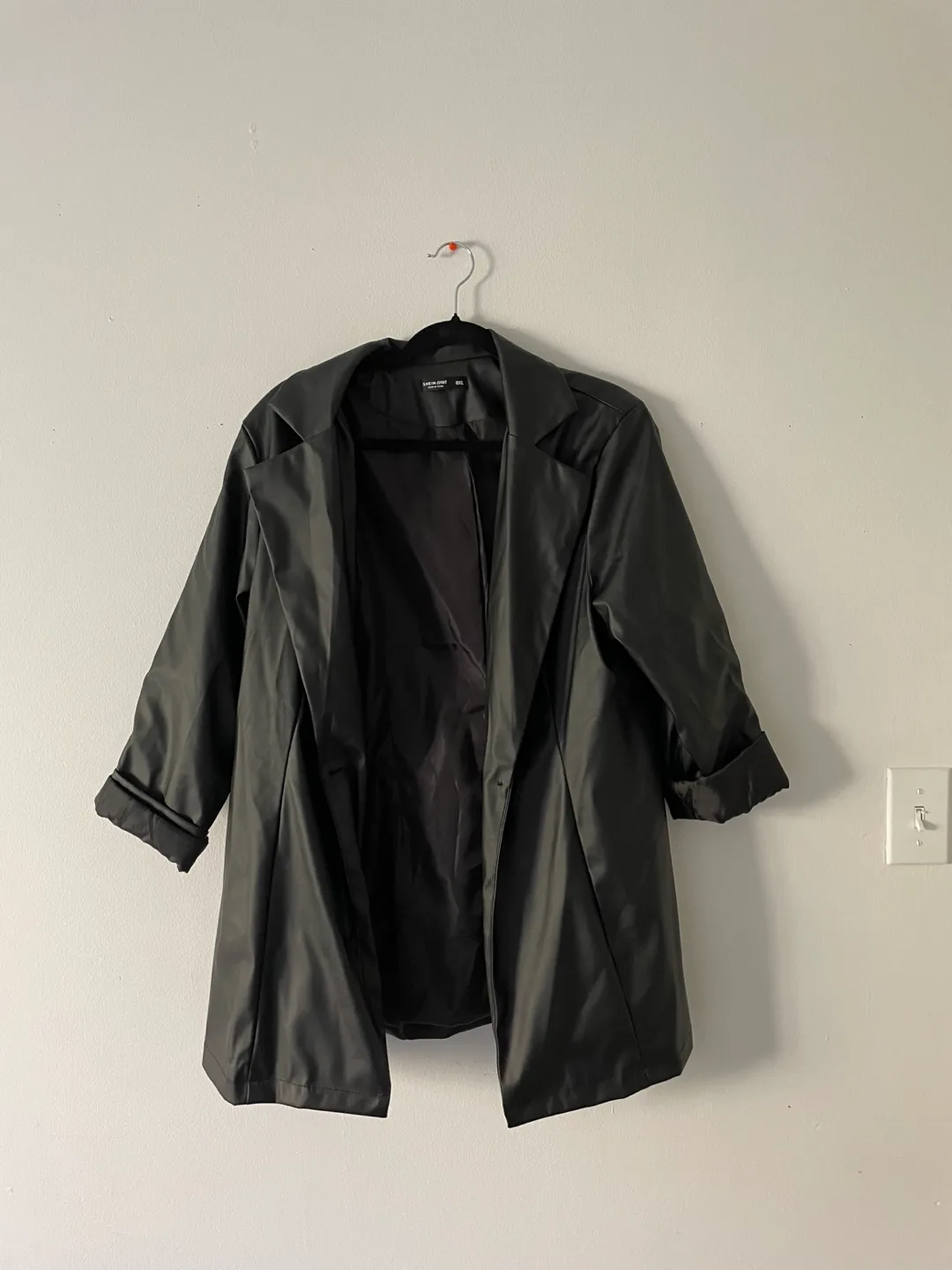 SHEIN Black Faux Leather Blazer - 0XL thumbnail