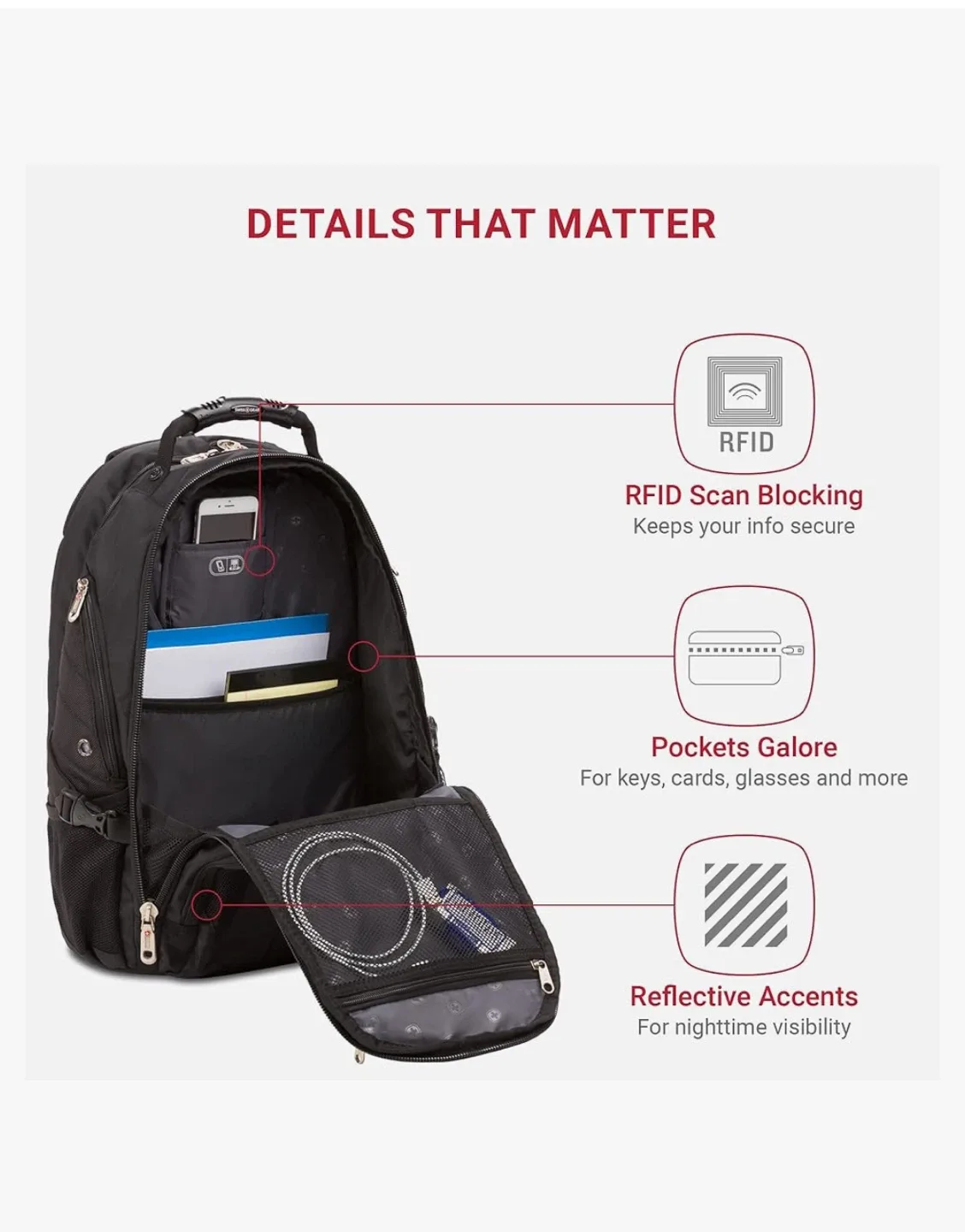 Back to School! Swiss Gear Black Backpack image indicator(8)